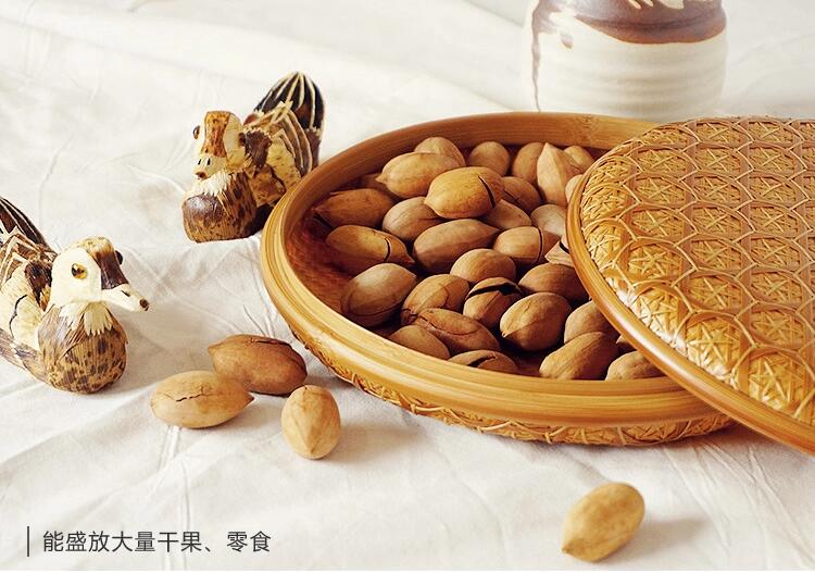 福連文苑家用竹編茶點(diǎn)收納雪花簞