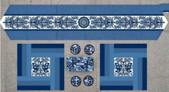 福連文苑藍(lán)印花布