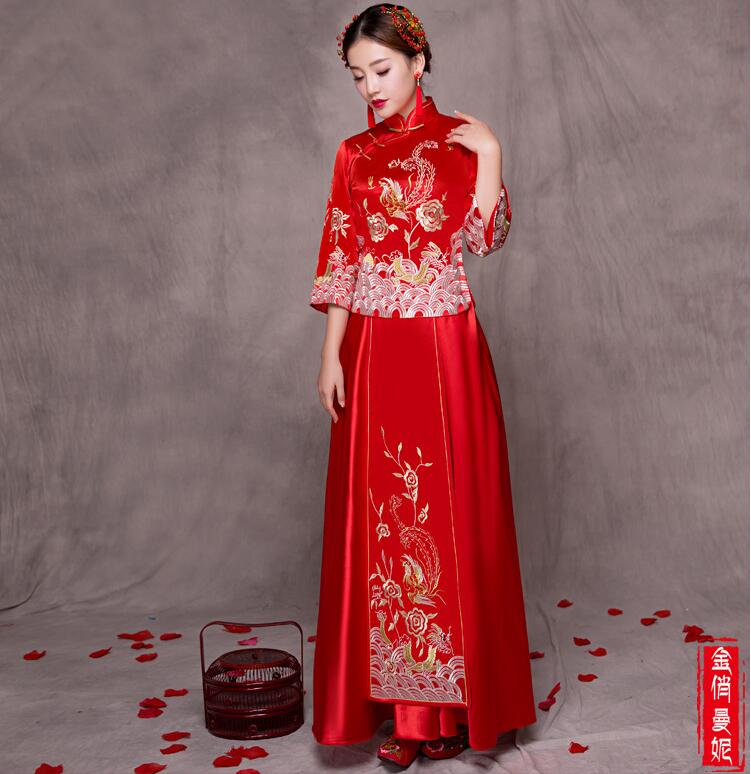 京式包邊手工盤扣中式旗袍禮服