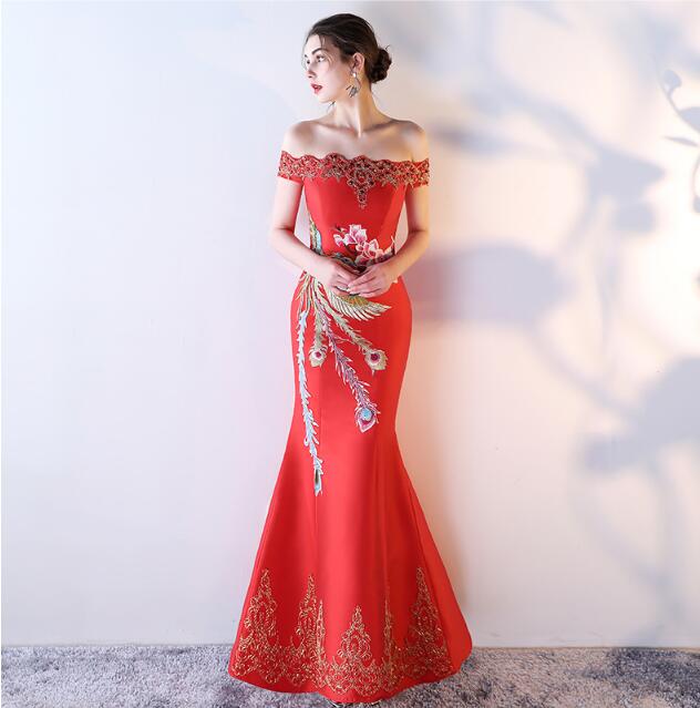 福連文苑刺繡綁帶中式婚禮禮服