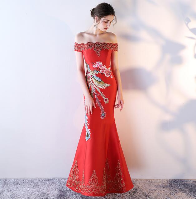 福連文苑刺繡綁帶中式婚禮禮服