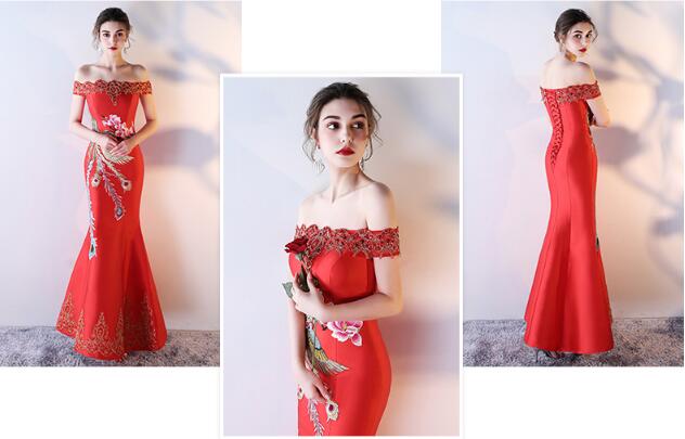 福連文苑刺繡綁帶中式婚禮禮服