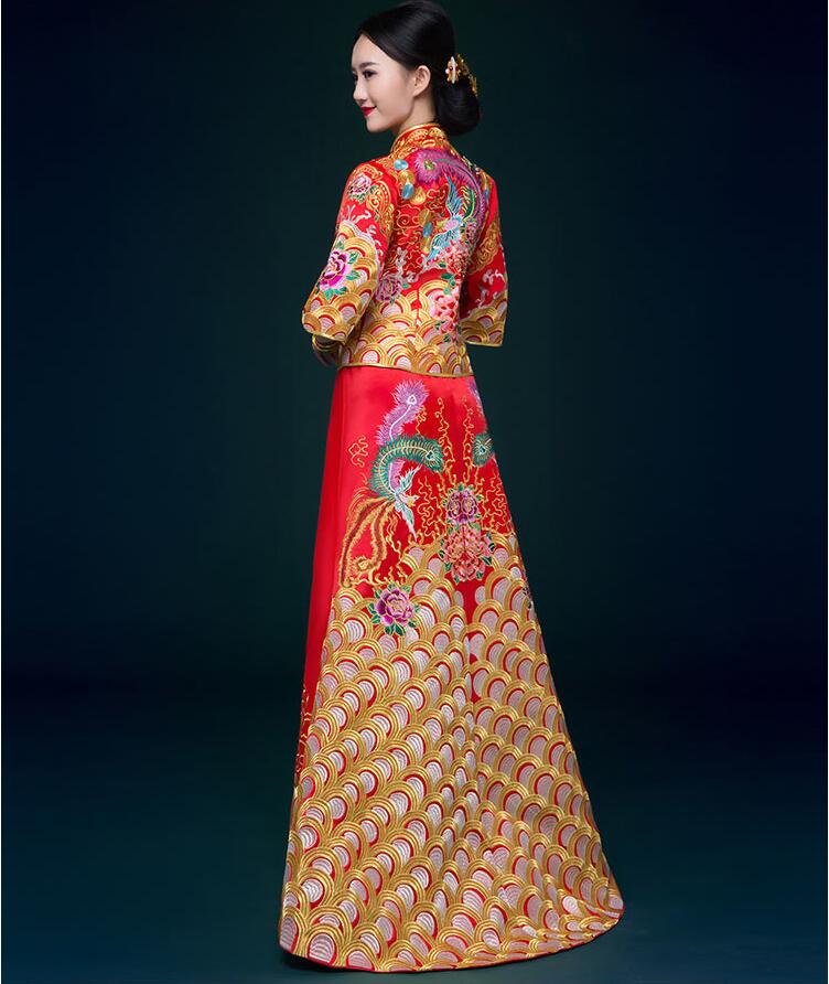 福連文苑刺繡錦緞復古嫁衣中式禮服