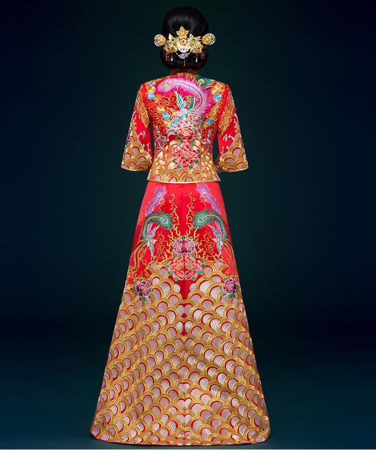 福連文苑刺繡錦緞復古嫁衣中式禮服