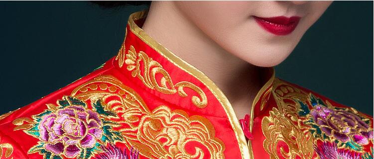 福連文苑刺繡錦緞復古嫁衣中式禮服