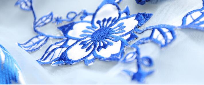 福連文苑青花瓷魚(yú)尾旗袍中式禮服