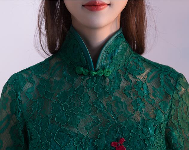 福連文苑盤扣蘇繡印花中式禮服