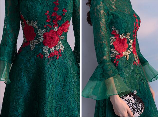 福連文苑盤扣蘇繡印花中式禮服