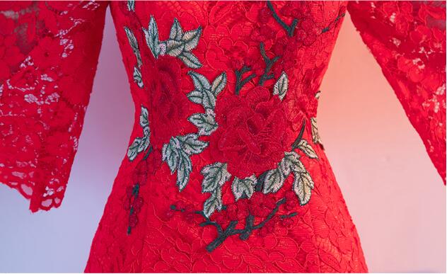 復(fù)古立領(lǐng)中袖中式禮服