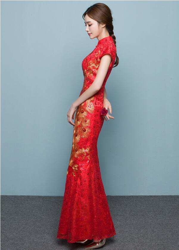 性感魚尾刺繡福連文苑嫁衣中式禮服