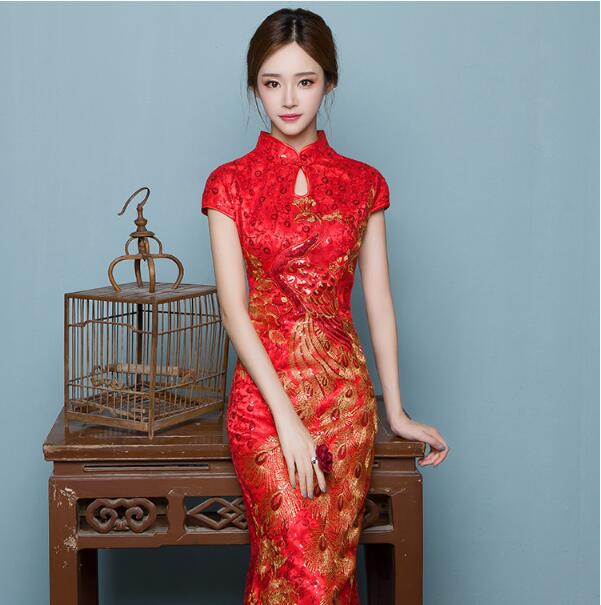 性感魚尾刺繡福連文苑嫁衣中式禮服