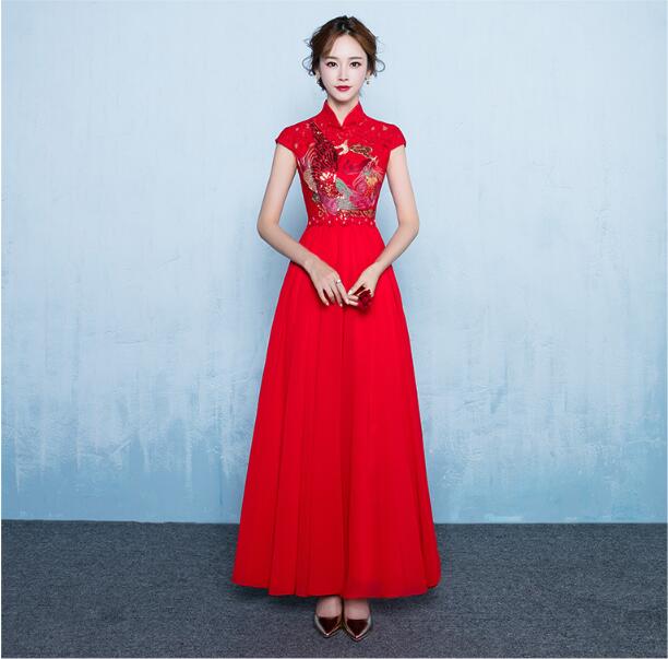 中式立領(lǐng)福連文苑刺繡中式禮服