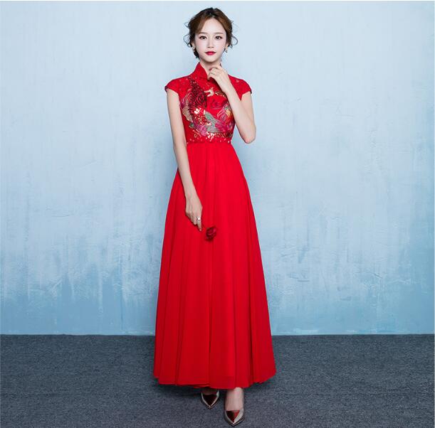 中式立領(lǐng)福連文苑刺繡中式禮服