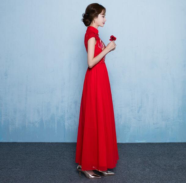 中式立領(lǐng)福連文苑刺繡中式禮服