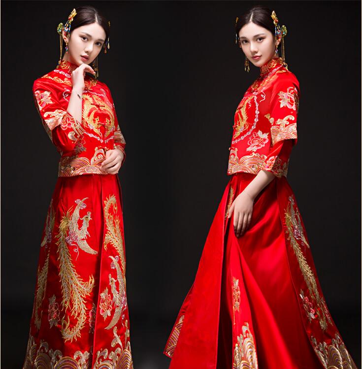 福連文苑刺繡龍鳳褂新娘中式禮服