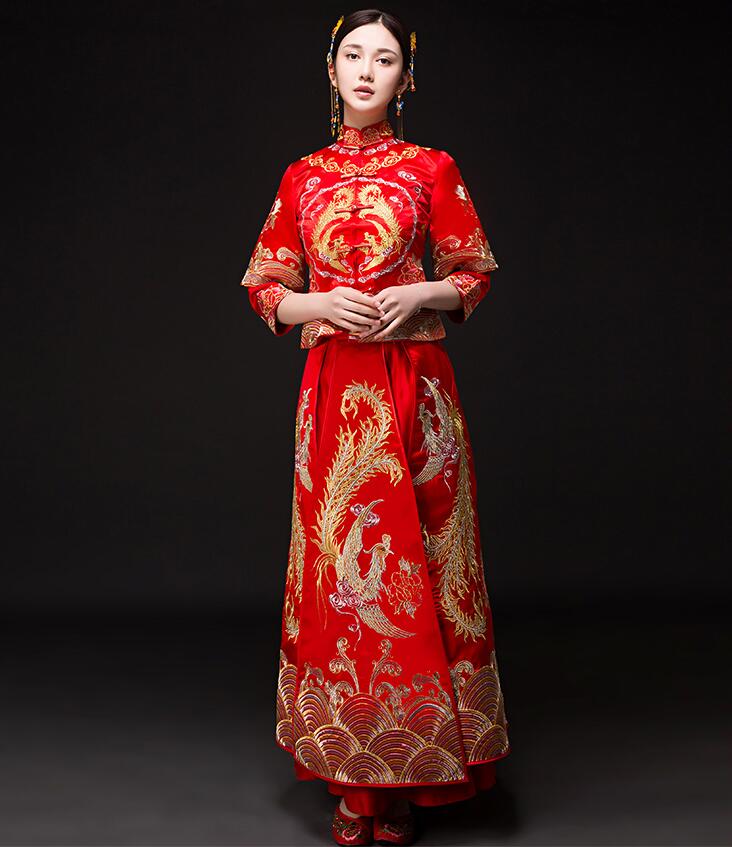 福連文苑刺繡龍鳳褂新娘中式禮服