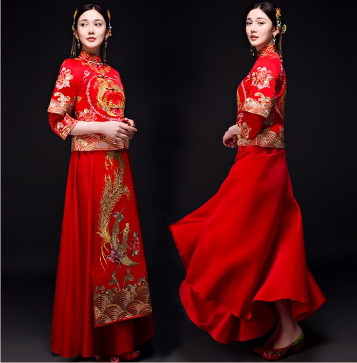 福連文苑刺繡龍鳳褂新娘中式禮服