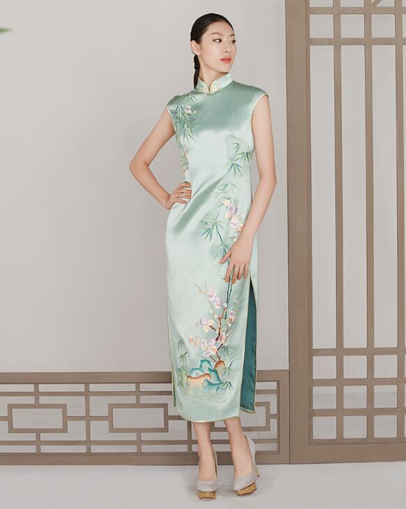 福連文苑刺繡梅花宴會禮服中式禮服