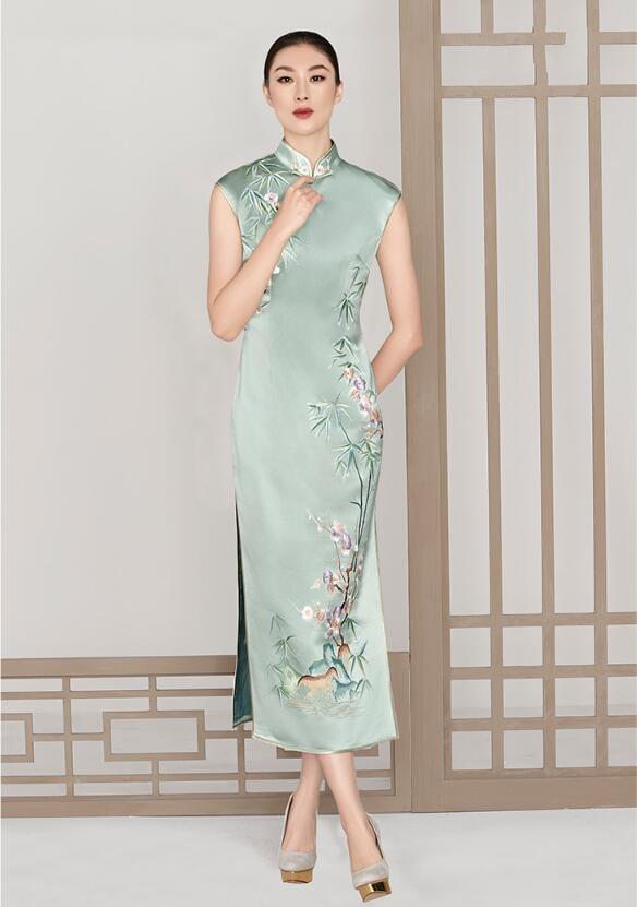 福連文苑刺繡梅花宴會禮服中式禮服