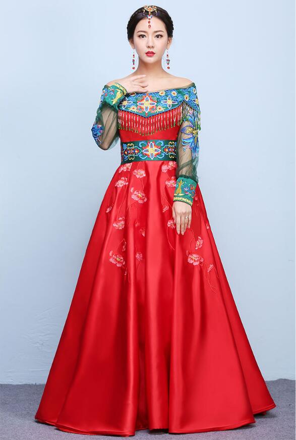 福連文苑刺繡新娘禮服中式婚禮禮服