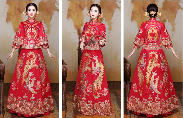 福連文苑蘇繡秀禾服嫁衣中式婚禮禮服