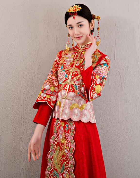 福連文苑龍鳳褂刺繡禮服中式婚禮禮服