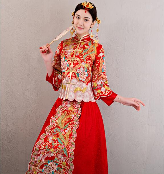 福連文苑龍鳳褂刺繡禮服中式婚禮禮服