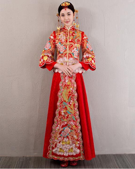 福連文苑龍鳳褂刺繡禮服中式婚禮禮服