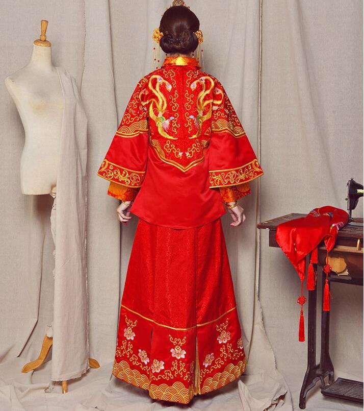 鳳凰于飛刺繡福連文苑嫁衣中式禮服