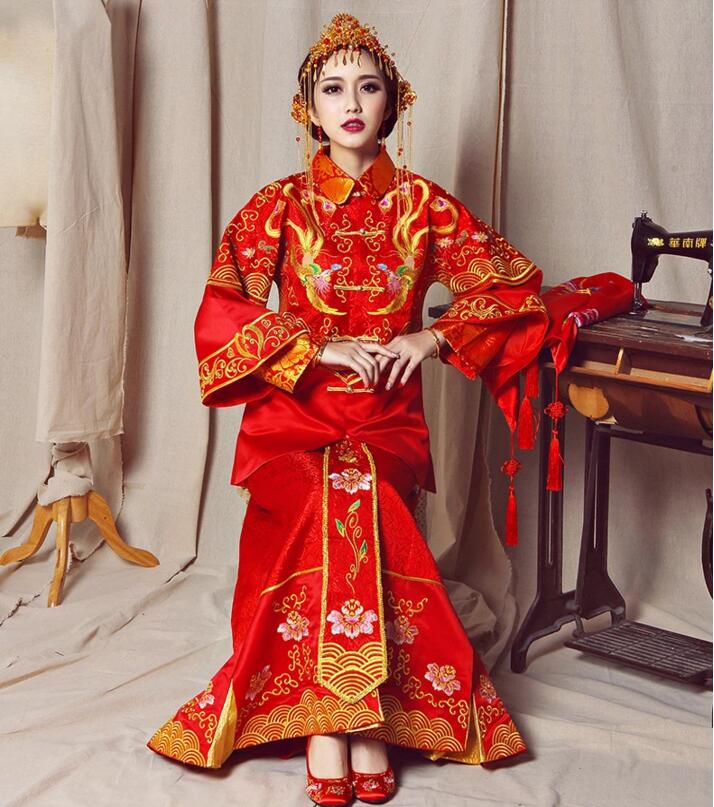 鳳凰于飛刺繡福連文苑嫁衣中式禮服