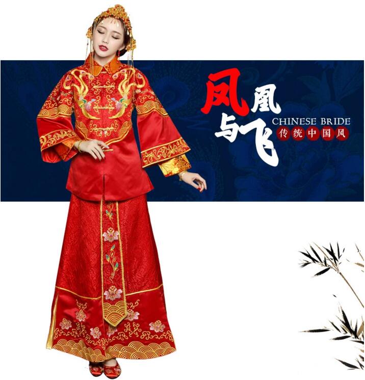 鳳凰于飛刺繡福連文苑嫁衣中式禮服