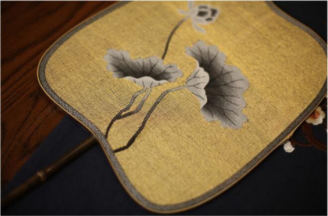 福連文苑紫竹緙絲團扇圖片