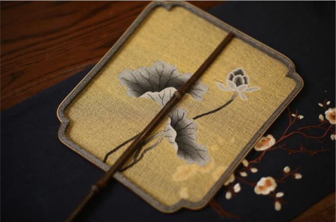 福連文苑紫竹緙絲團扇圖片