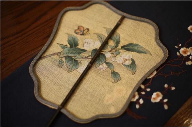 福連文苑紫竹緙絲團扇圖片