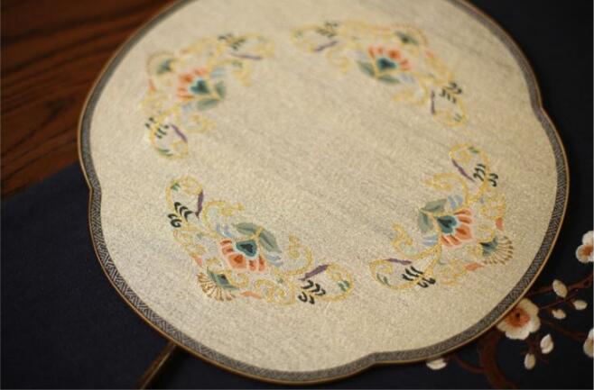 福連文苑紫竹緙絲團扇圖片