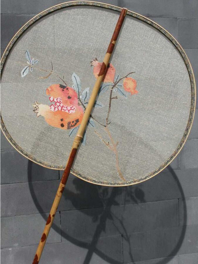 福連文苑湘妃竹柄緙絲宮扇