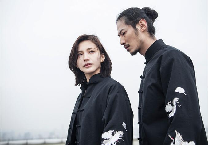 民族復古福連文苑仙鶴祥云繡花盤扣唐裝