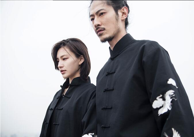 民族復古福連文苑仙鶴祥云繡花盤扣唐裝