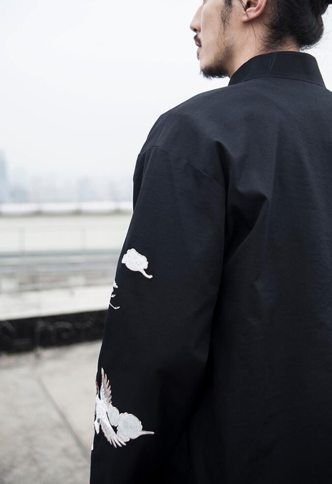 民族復古福連文苑仙鶴祥云繡花盤扣唐裝