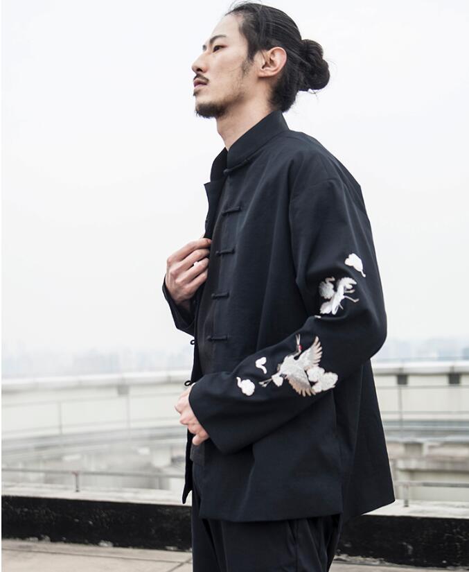 民族復古福連文苑仙鶴祥云繡花盤扣唐裝