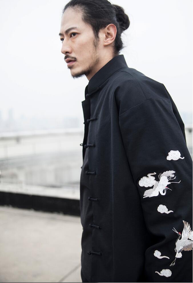 民族復古福連文苑仙鶴祥云繡花盤扣唐裝