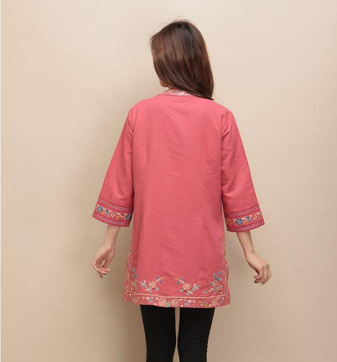 福連文苑棉麻刺繡女士唐裝