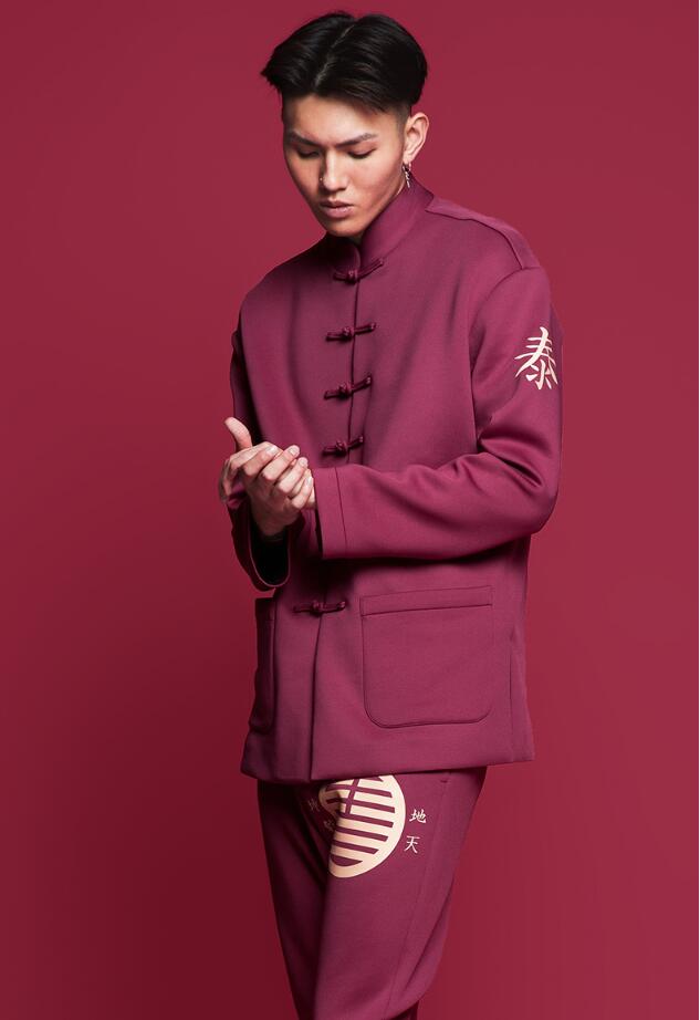 福連文苑泰卦印花女士唐裝