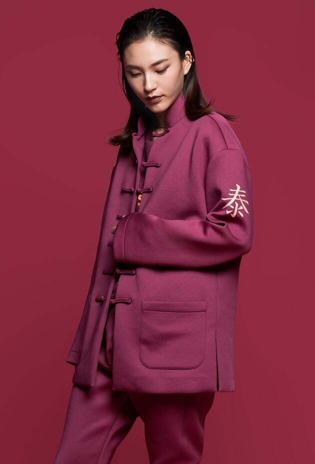 福連文苑泰卦印花女士唐裝