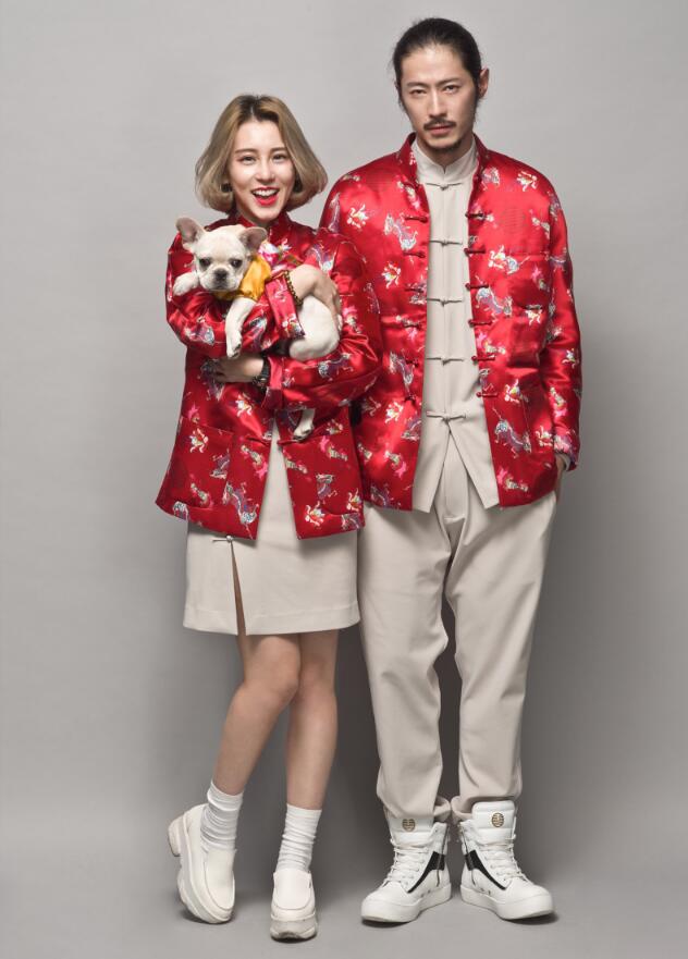 福連文苑麒麟印花盤扣唐裝圖片