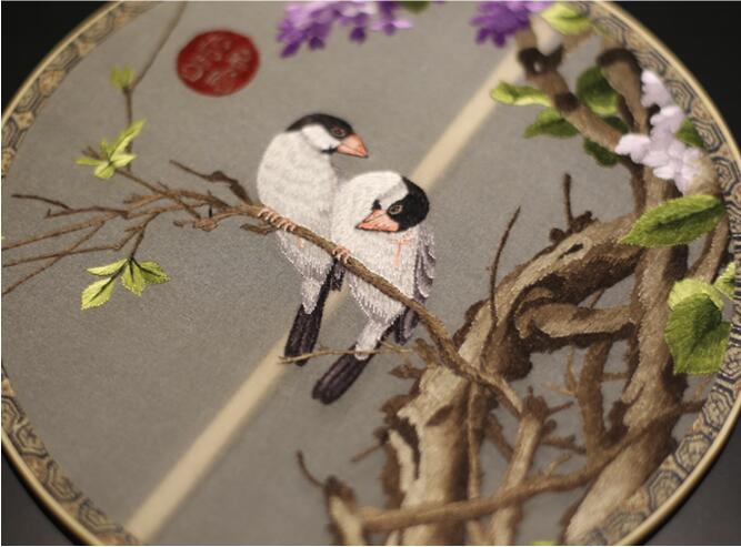 福連文苑蘇繡真絲扇