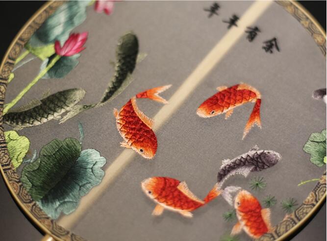 福連文苑蘇繡真絲扇