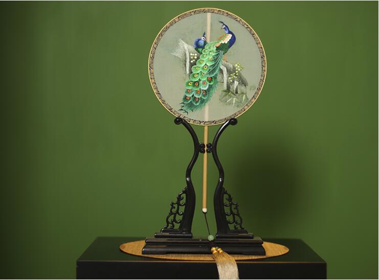 福連文苑蘇繡真絲扇