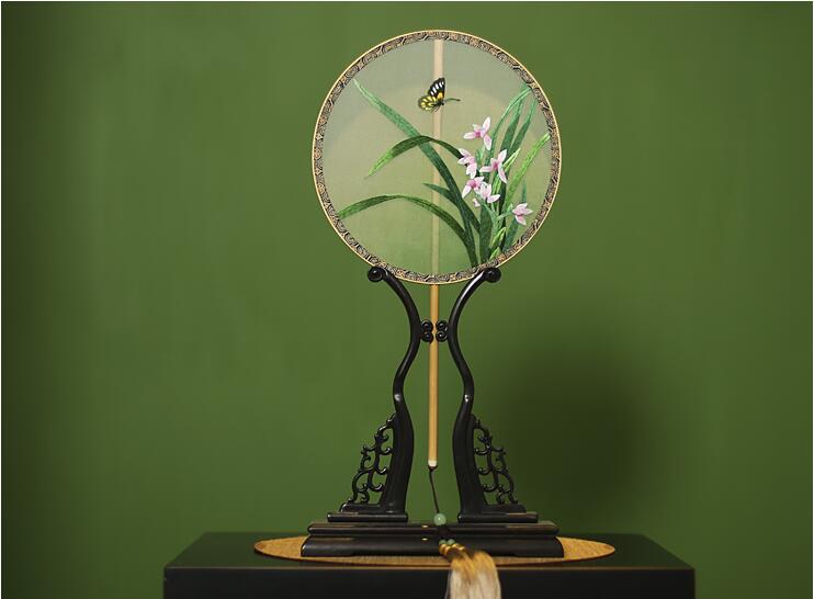 福連文苑手工刺繡真絲團(tuán)扇