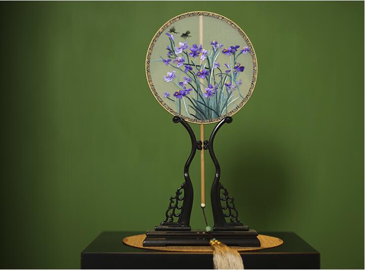 福連文苑刺繡真絲團(tuán)扇